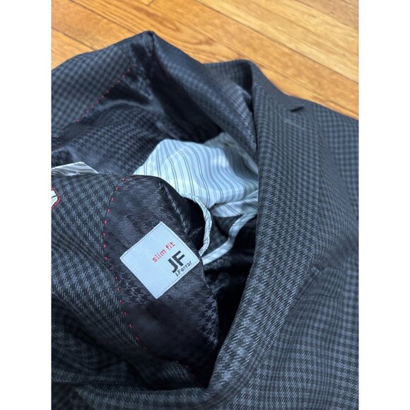 JF J. Ferrar Men's Blazer Jacket Size 42R Gray Check Wool Slim Fit Sport Coat - Picture 4 of 6
